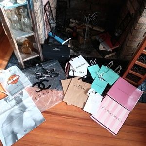 Large Collection of Luxury Shopping Bags and Boxes